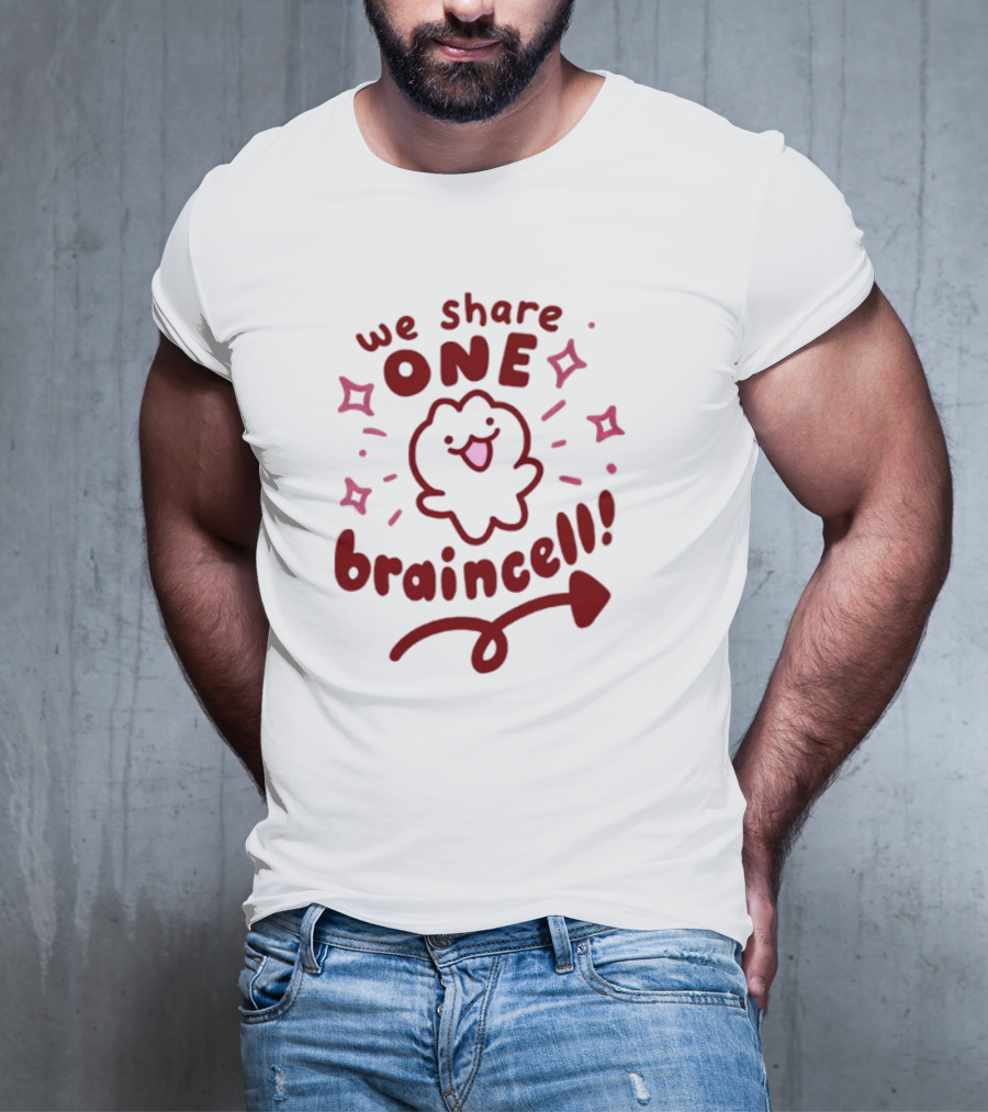 We Share One Braincell Cute Character With Heart And Sparkles T-Shirt