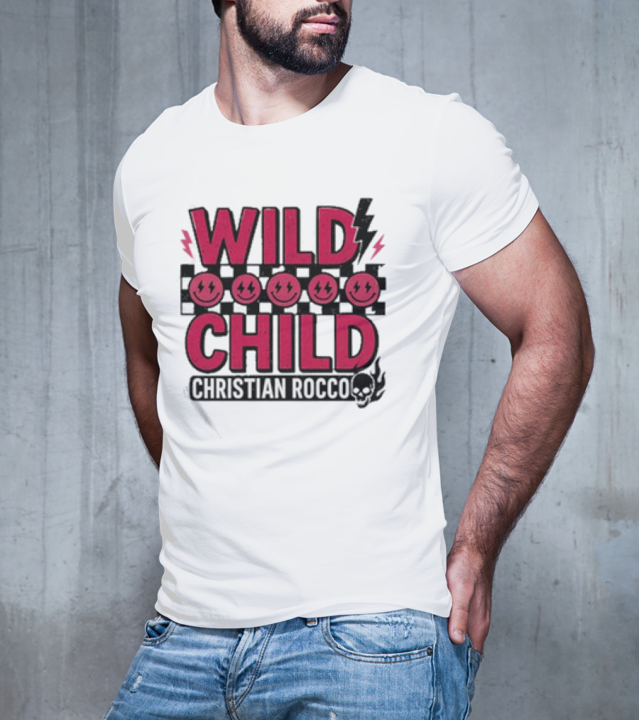 Wild Child Smiles Lightning Emojis Christian Rocco T-Shirt