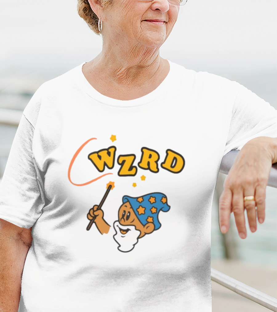 Wzrd Cartoon Wizard Wand And Stars T-Shirt
