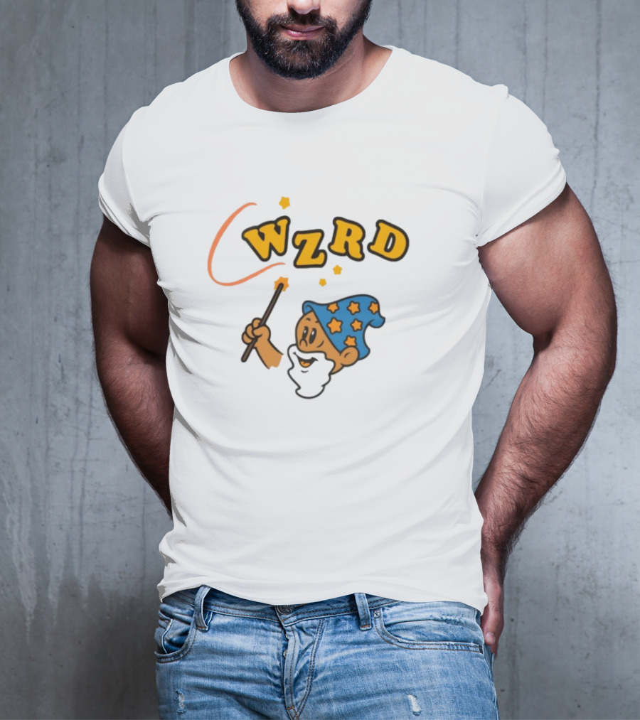Wzrd Cartoon Wizard Wand And Stars T-Shirt
