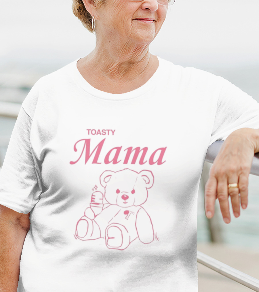 Toasty Mama Bear Pink Outline Plush Bear T-Shirt