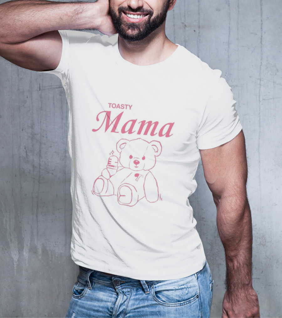 Toasty Mama Bear Pink Outline Plush Bear T-Shirt