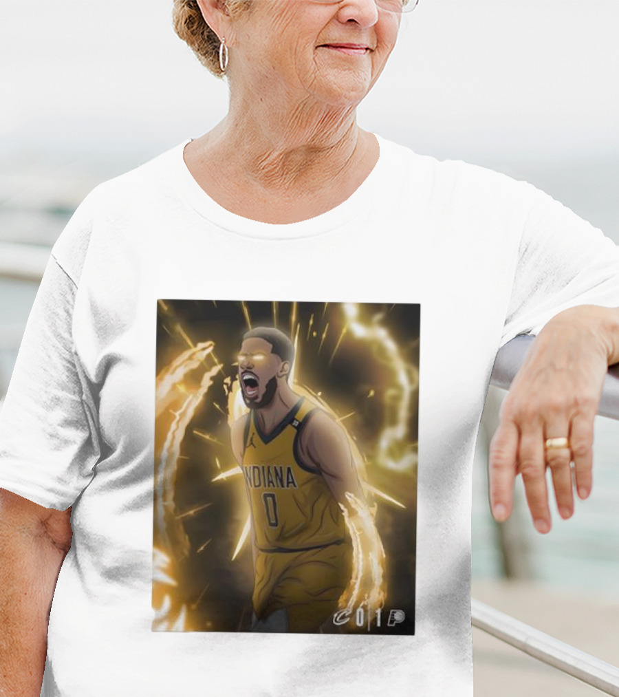 Tyrese Haliburton Indiana Pacers Game 1 Cavaliers Showdown NBA Artwork T-Shirt