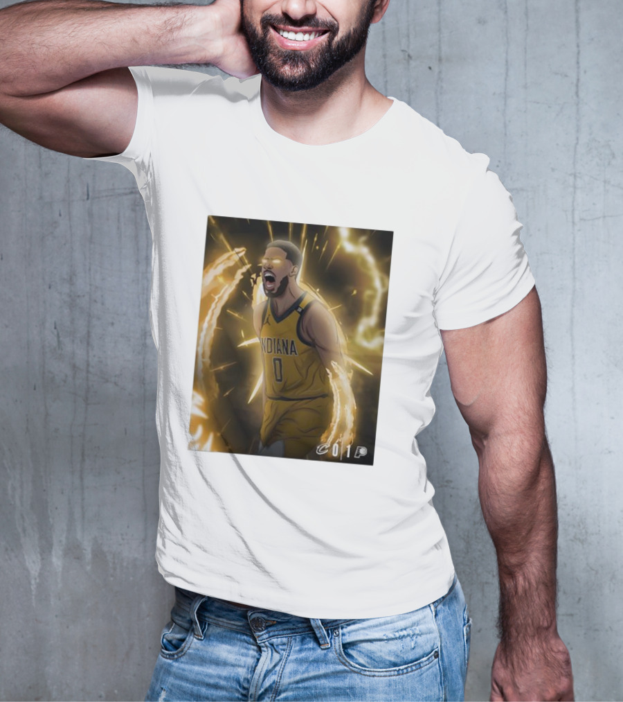 Tyrese Haliburton Indiana Pacers Game 1 Cavaliers Showdown NBA Artwork T-Shirt