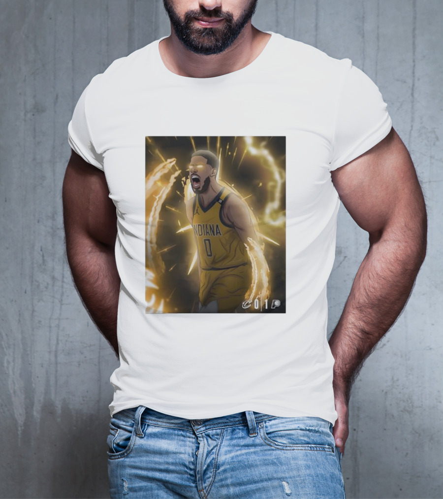 Tyrese Haliburton Indiana Pacers Game 1 Cavaliers Showdown NBA Artwork T-Shirt