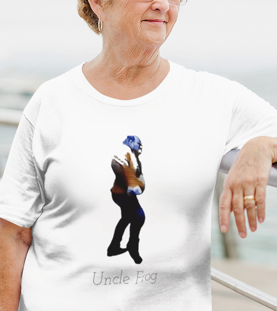Uncle Frog Vibrant Blue And Orange Silhouette T-Shirt