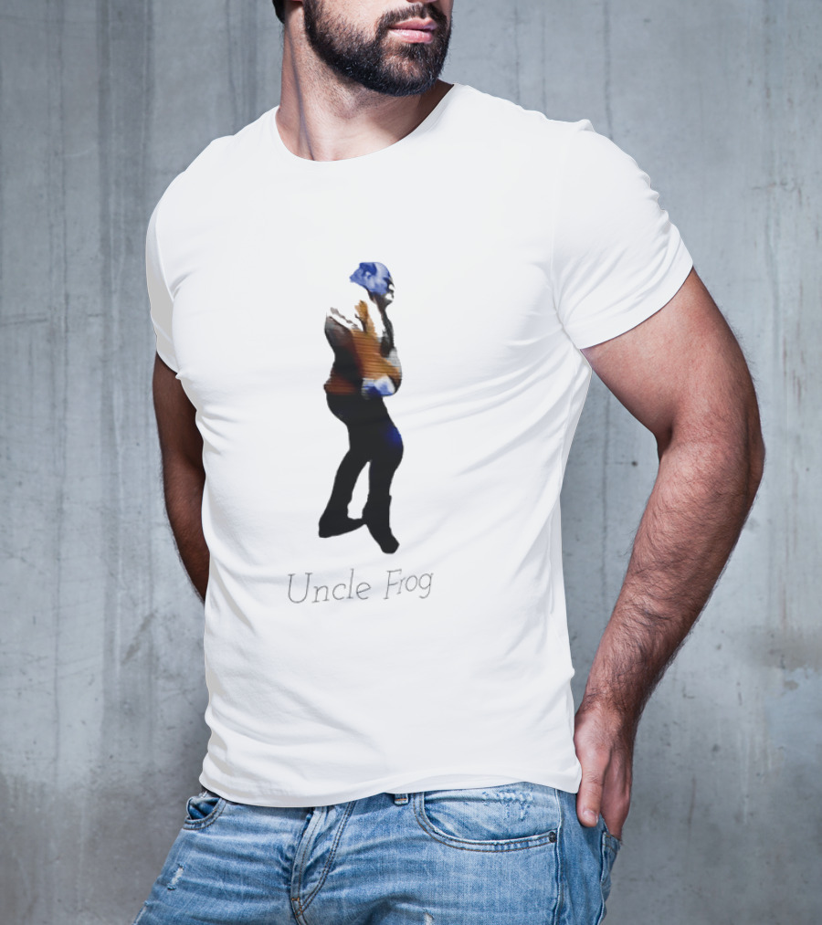 Uncle Frog Vibrant Blue And Orange Silhouette T-Shirt