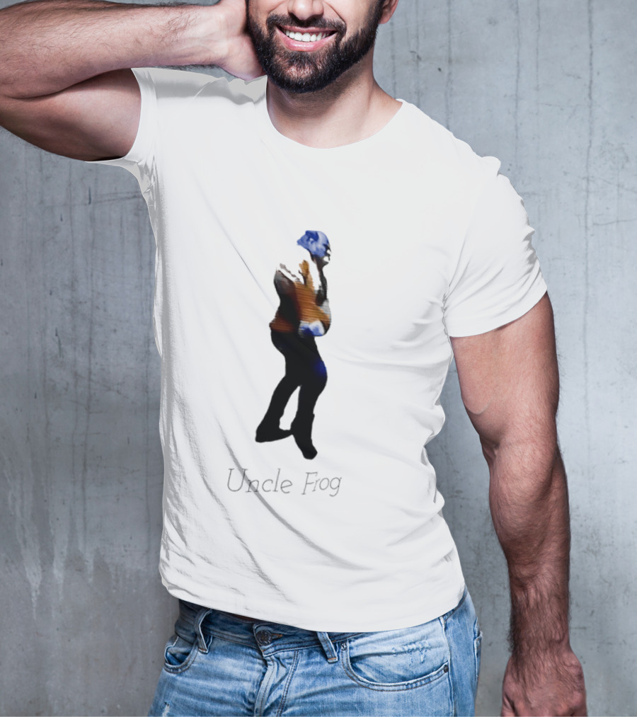 Uncle Frog Vibrant Blue And Orange Silhouette T-Shirt