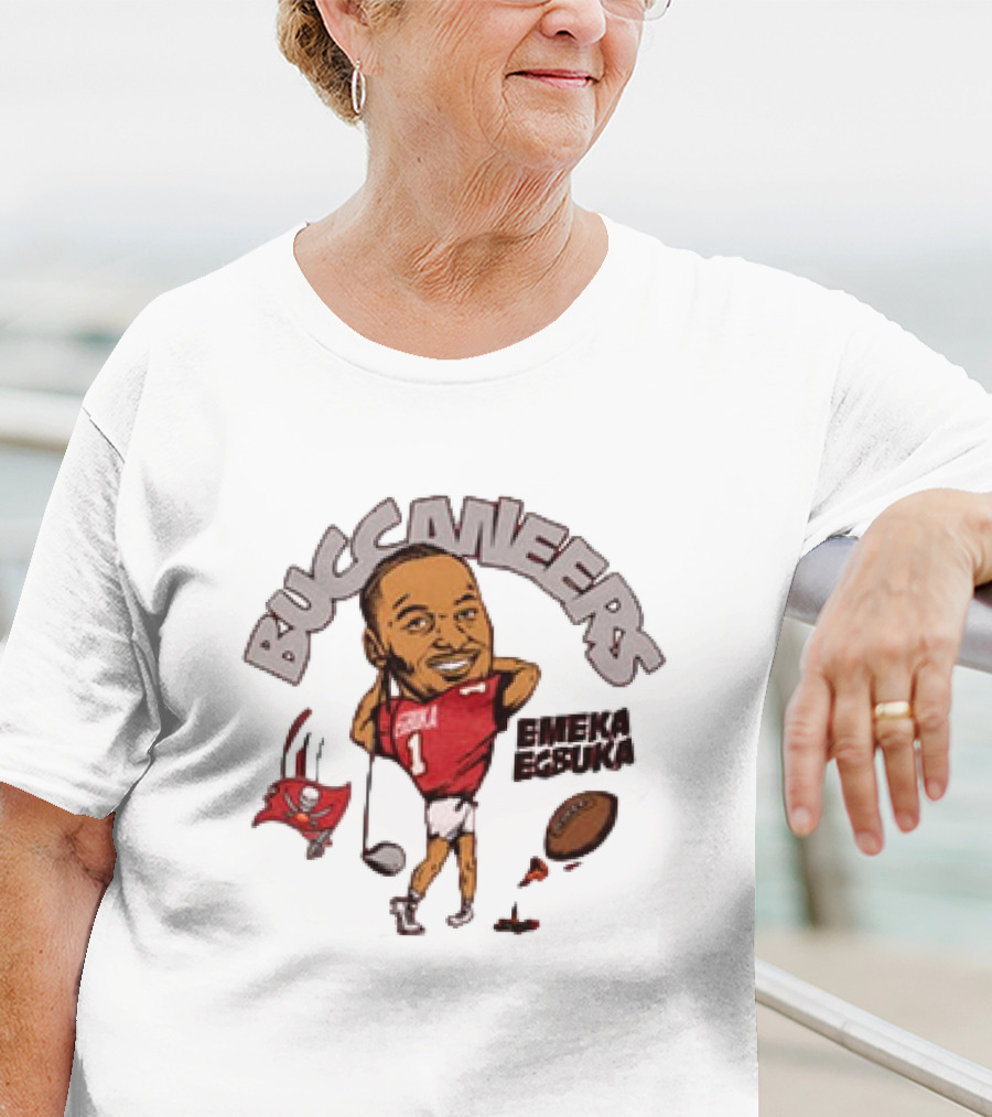 Tampa Bay Buccaneers Emeka Egbuka Football Cartoon Character Sports Fan Art T-Shirt