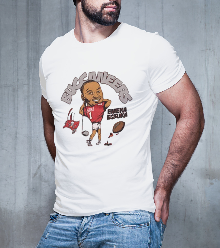 Tampa Bay Buccaneers Emeka Egbuka Football Cartoon Character Sports Fan Art T-Shirt