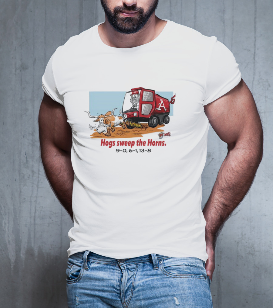 Hogs Sweep The Horns Texas Longhorns Vs. Arkansas Razorbacks T-Shirt
