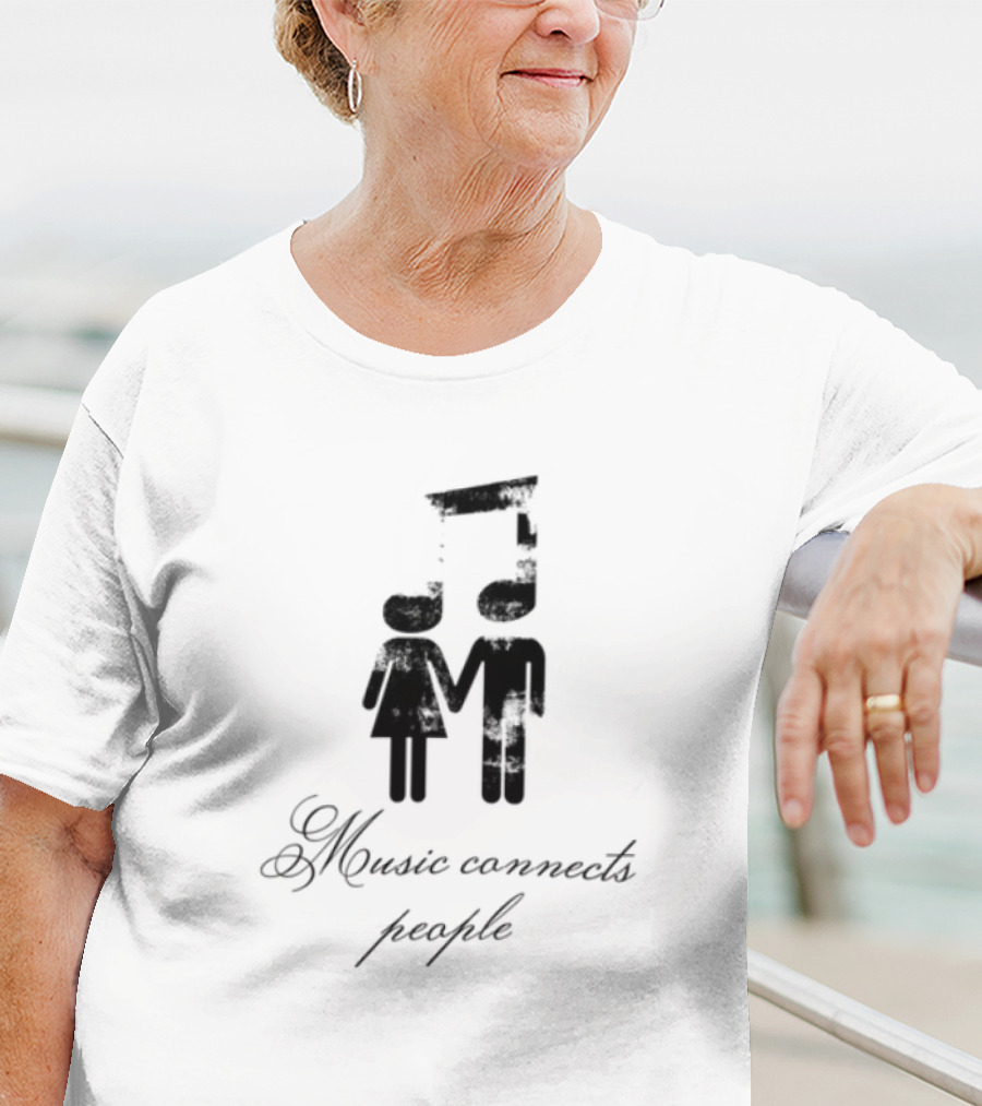 Slechthart Music Connects People Robot And Teddy Bear Illustration T-Shirt