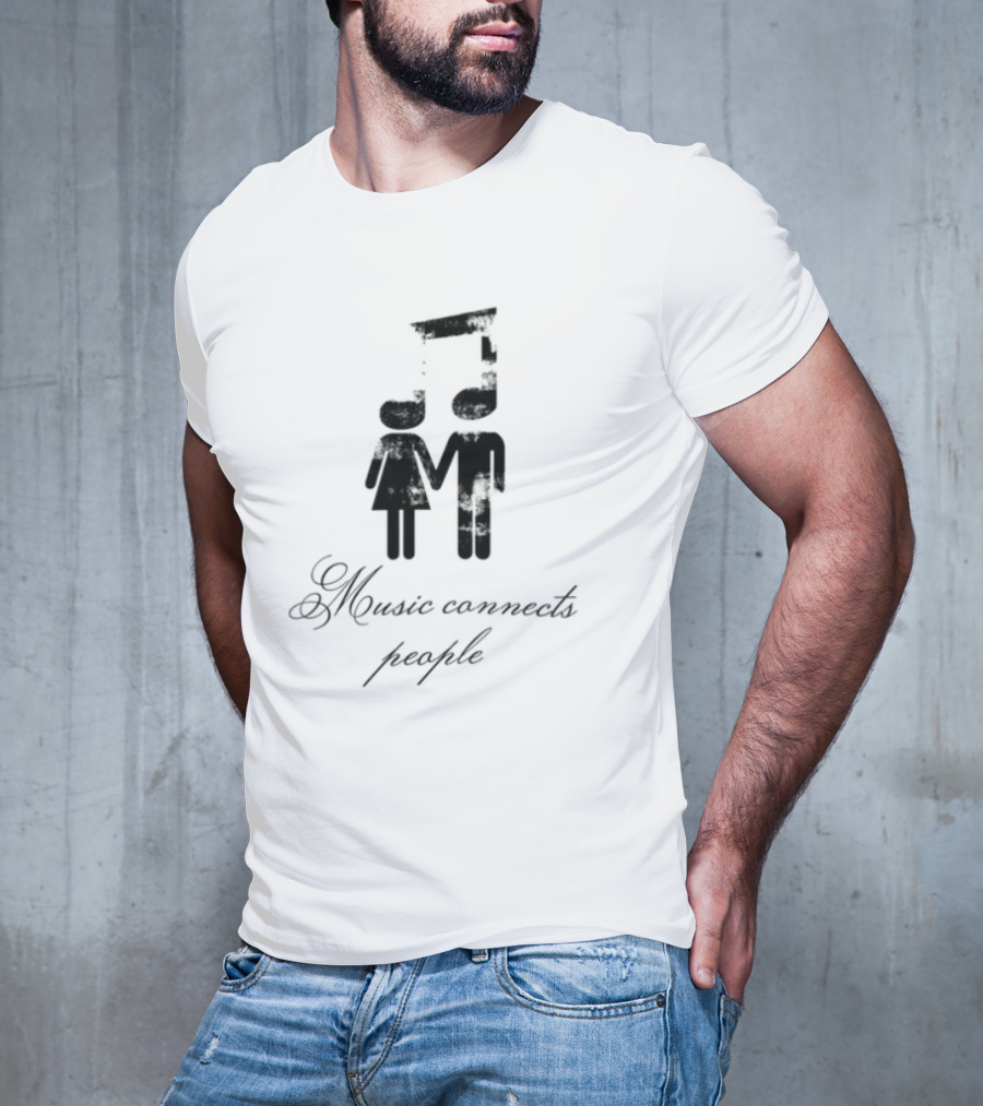 Slechthart Music Connects People Robot And Teddy Bear Illustration T-Shirt