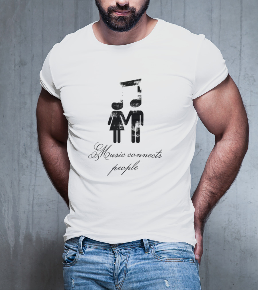 Slechthart Music Connects People Robot And Teddy Bear Illustration T-Shirt