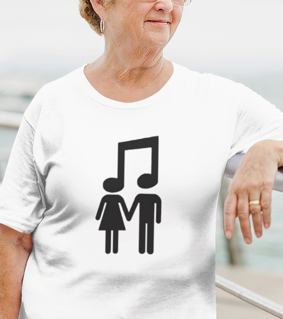 Slechthart Couple Holding Hands Music Note Head Symbols T-Shirt