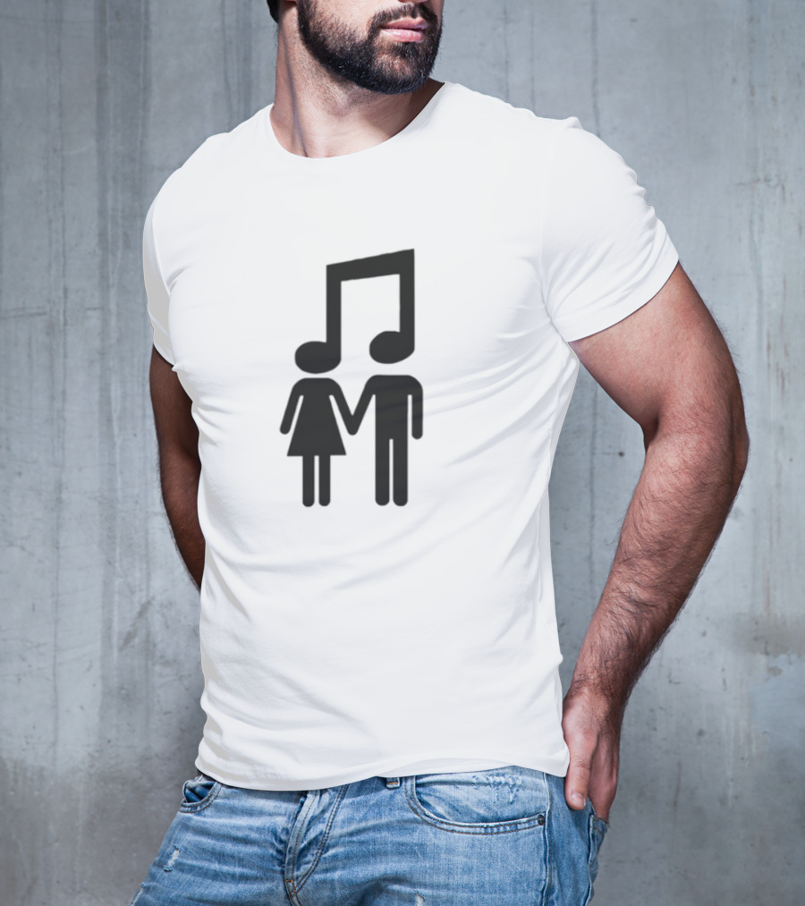 Slechthart Couple Holding Hands Music Note Head Symbols T-Shirt