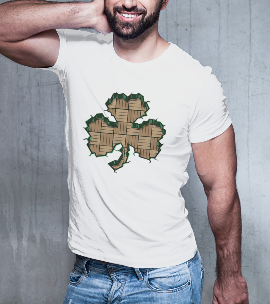 Smashed Shamrock Parquet Hardwood Basketball Court Pattern T-Shirt