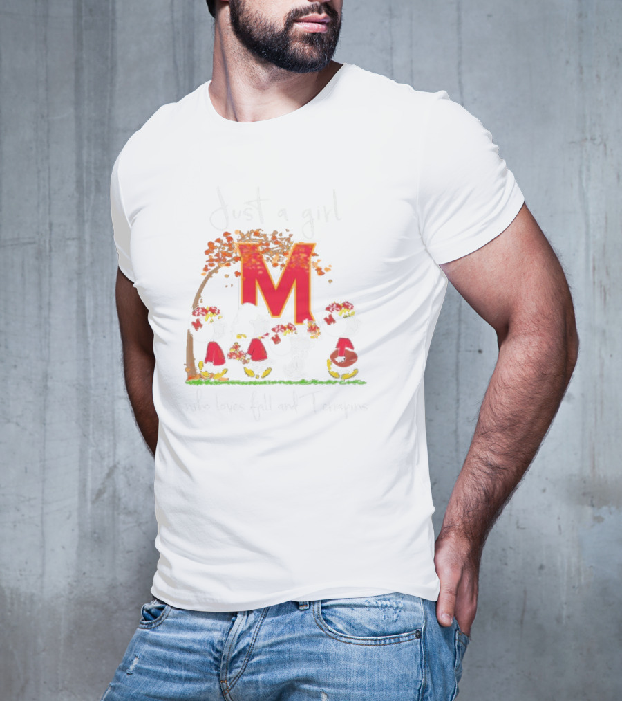 Just A Girl Who Loves Fall And Maryland Terrapins Snoopy Peanuts T-Shirt