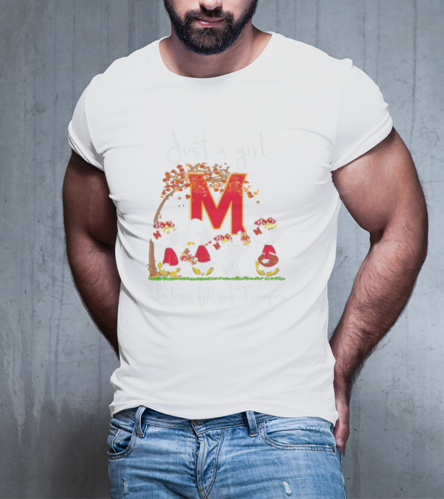 Just A Girl Who Loves Fall And Maryland Terrapins Snoopy Peanuts T-Shirt