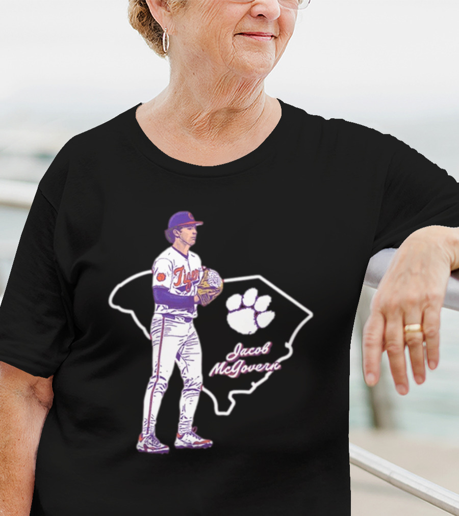 Jacob McGovern Clemson Tigers Baseball Hometown Hero NCAA 2025 South Carolina Outline Paw T-Shirt