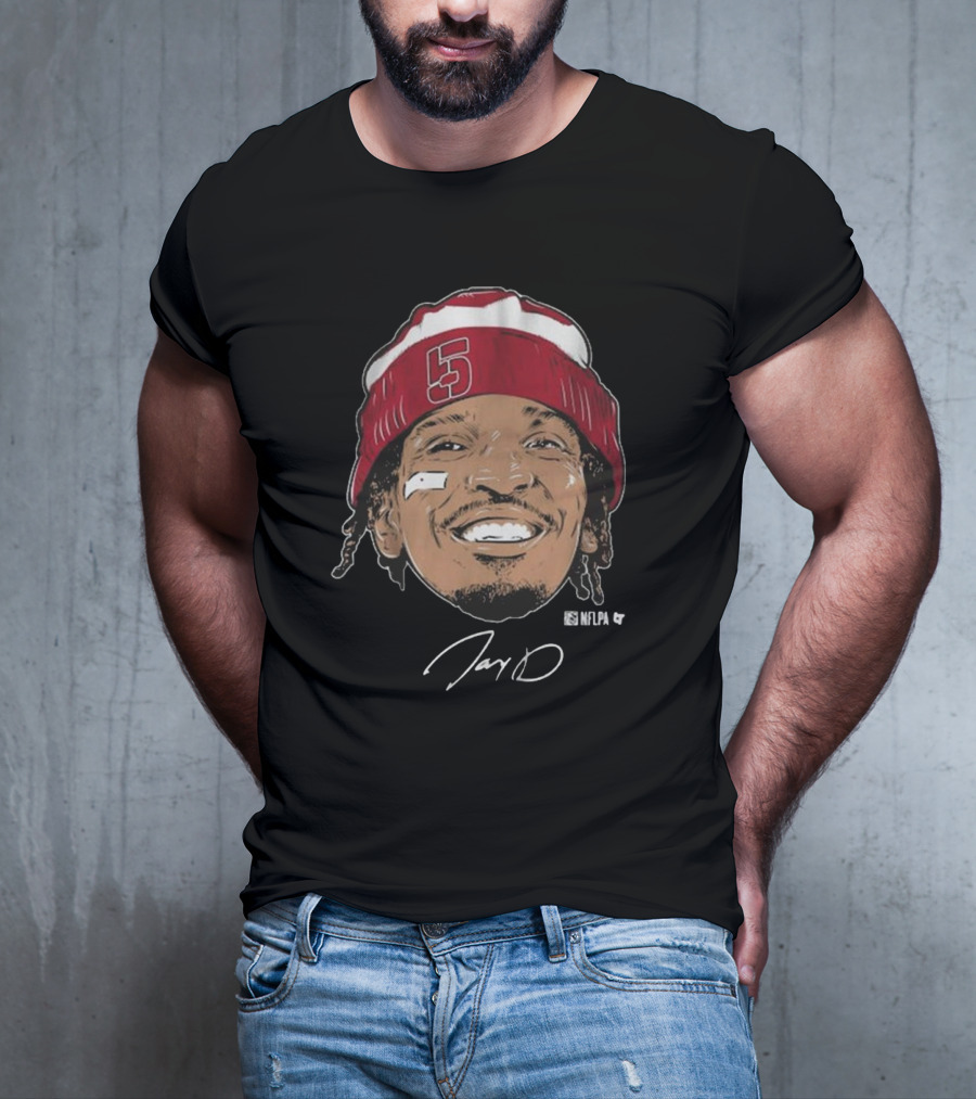 Jayden Daniels Face Bandage With Number 5 Signature T-Shirt
