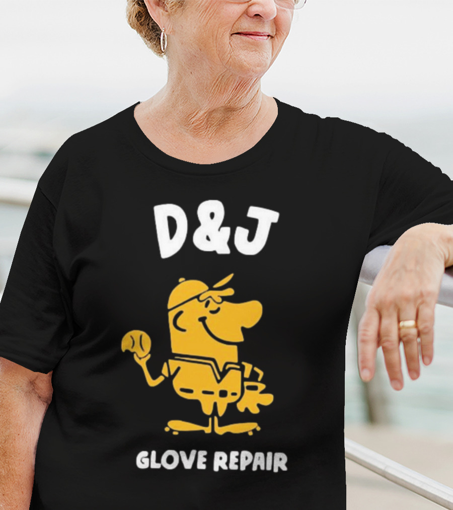 D&J Glove Repair Baseball Character With Cap And Ball T-Shirt