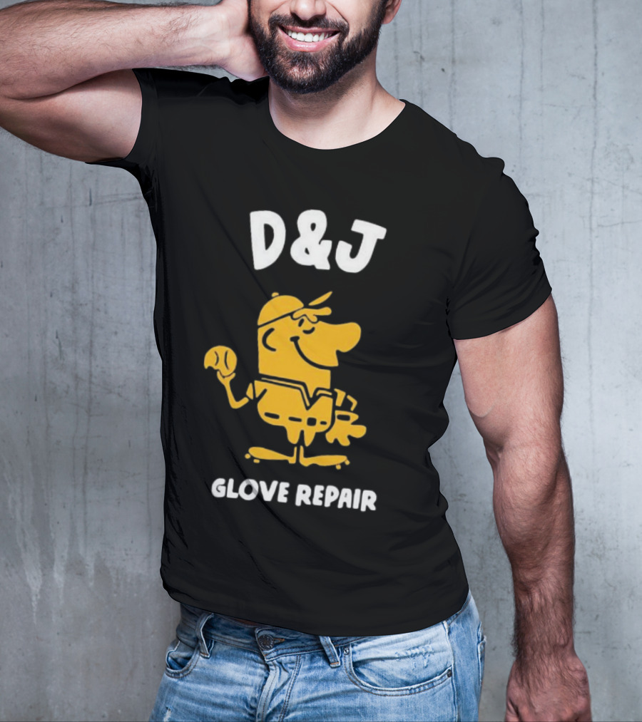 D&J Glove Repair Baseball Character With Cap And Ball T-Shirt