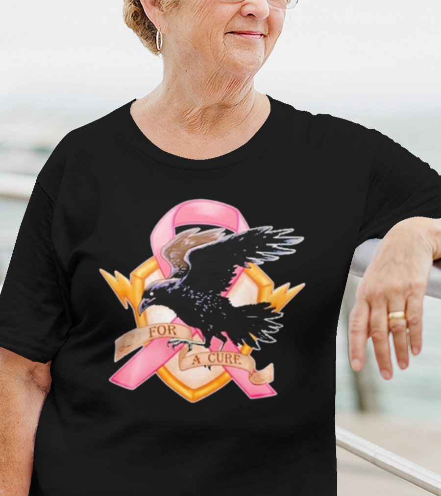 Jordan Crowe Breast Cancer Awareness Pink Ribbon Crow T-Shirt