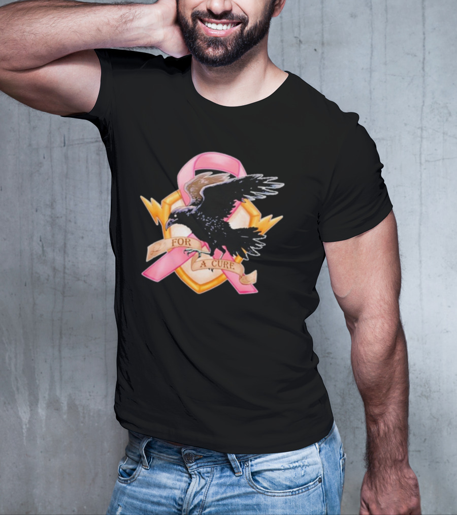 Jordan Crowe Breast Cancer Awareness Pink Ribbon Crow T-Shirt