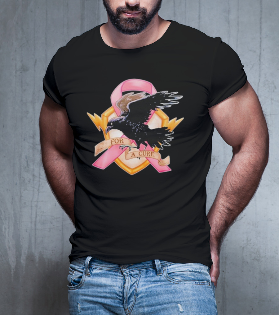 Jordan Crowe Breast Cancer Awareness Pink Ribbon Crow T-Shirt