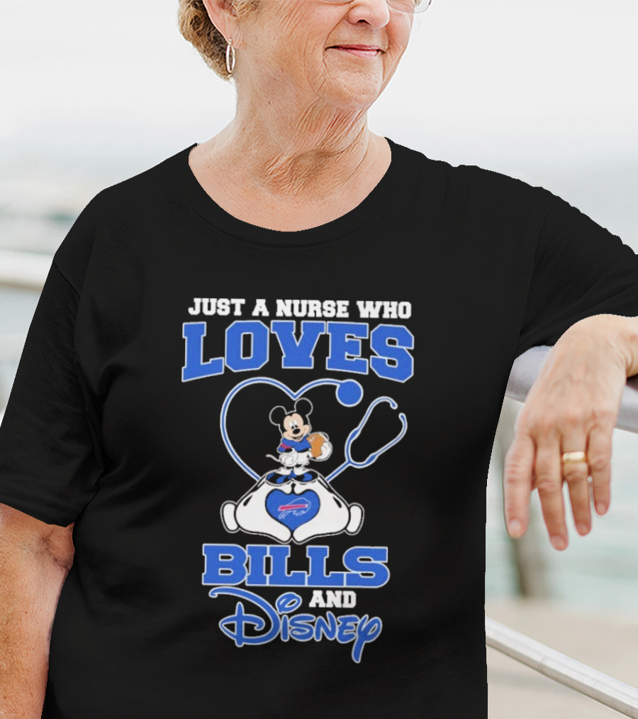 Just A Nurse Who Loves Buffalo Bills Mickey Mouse Disney Stethoscope T-Shirt
