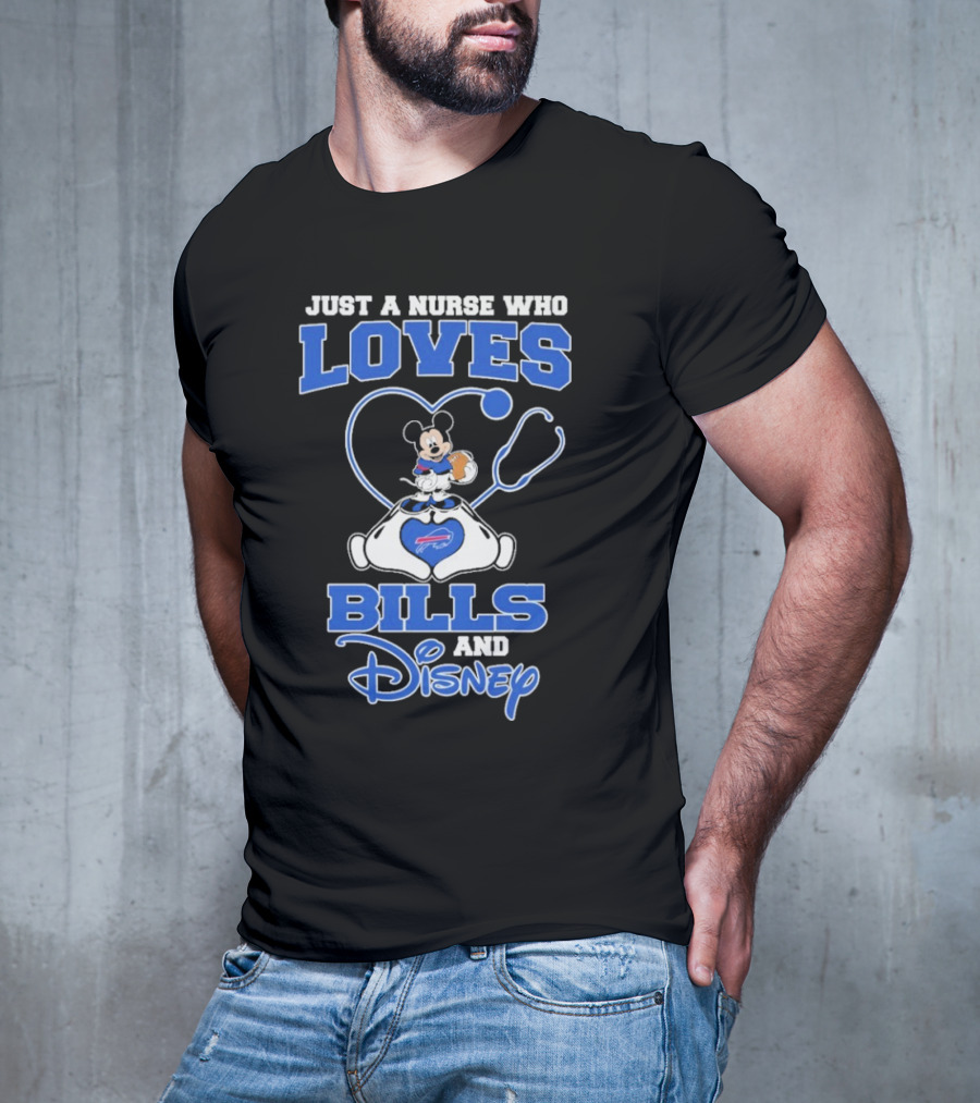 Just A Nurse Who Loves Buffalo Bills Mickey Mouse Disney Stethoscope T-Shirt