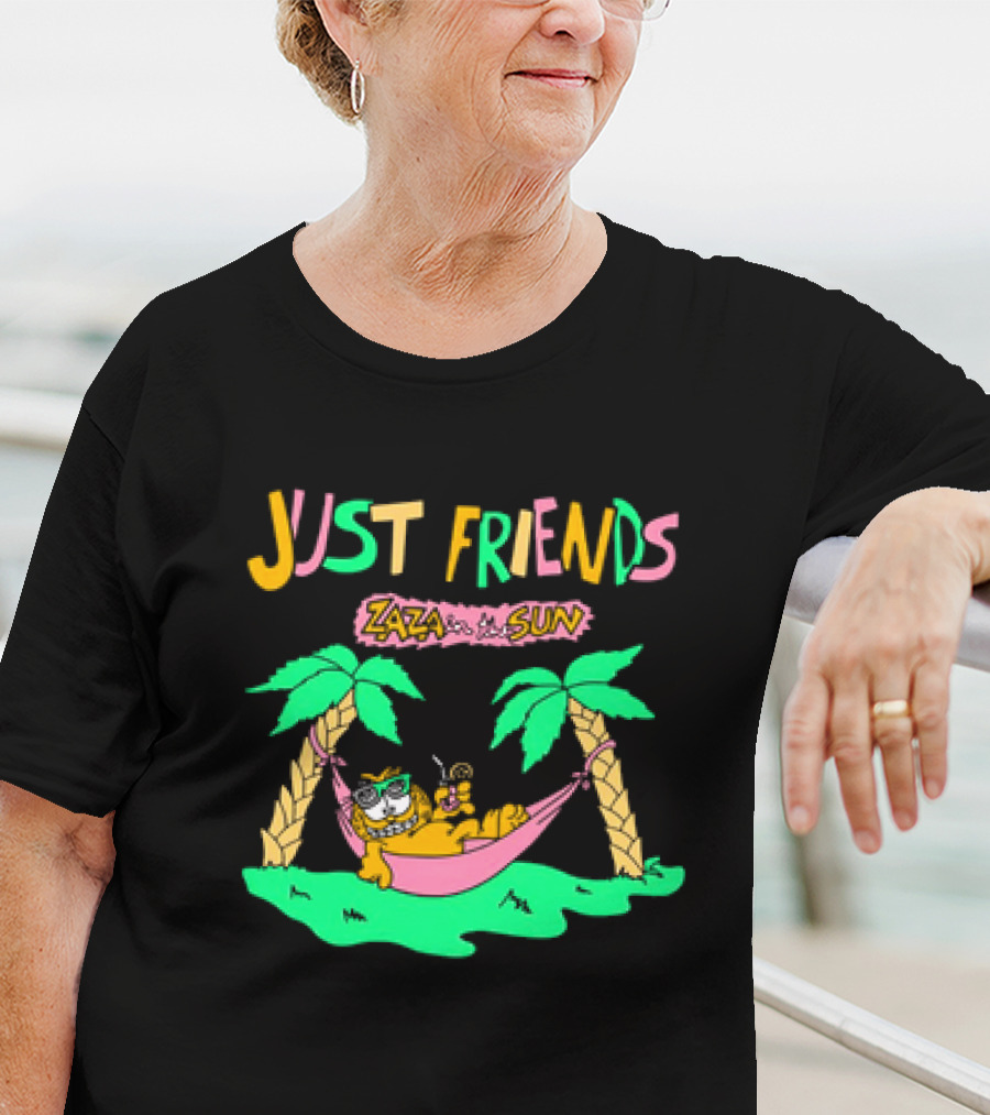 Just Friends Zaza In The Sun Relaxing In Hammock Under Palms T-Shirt