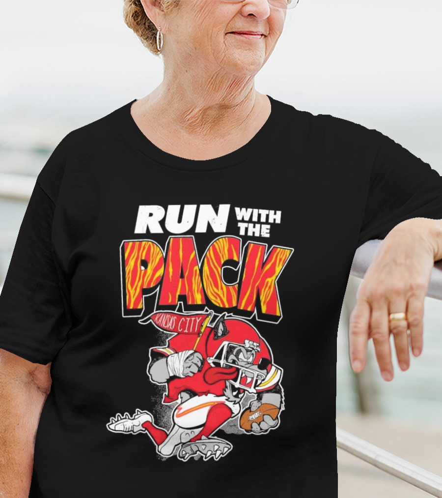 Run With The Pack Kansas City Chiefs KC Wolf 2025 T-Shirt