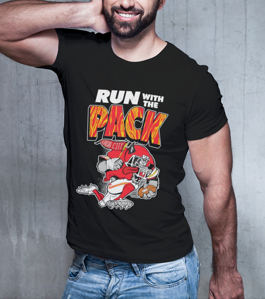 Run With The Pack Kansas City Chiefs KC Wolf 2025 T-Shirt