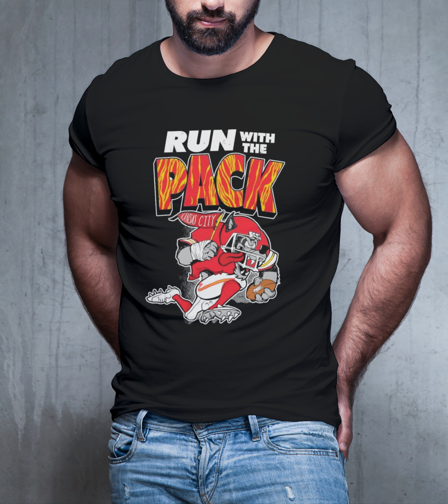 Run With The Pack Kansas City Chiefs KC Wolf 2025 T-Shirt