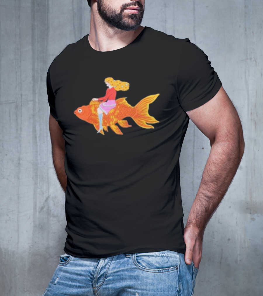 Kate Bollinger Riding A Goldfish In A Whimsical Style T-Shirt
