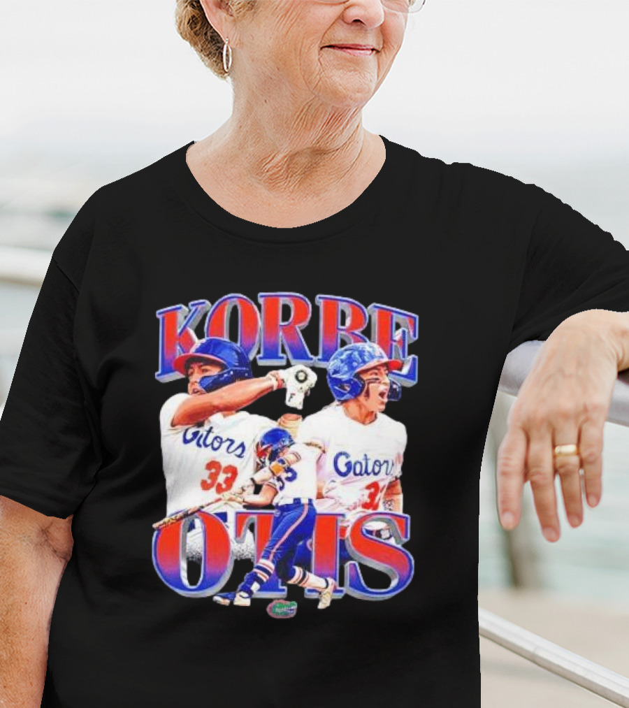 Korbe Otis Florida Gators Softball Player 33 Gators Blue Helmet Collage T-Shirt