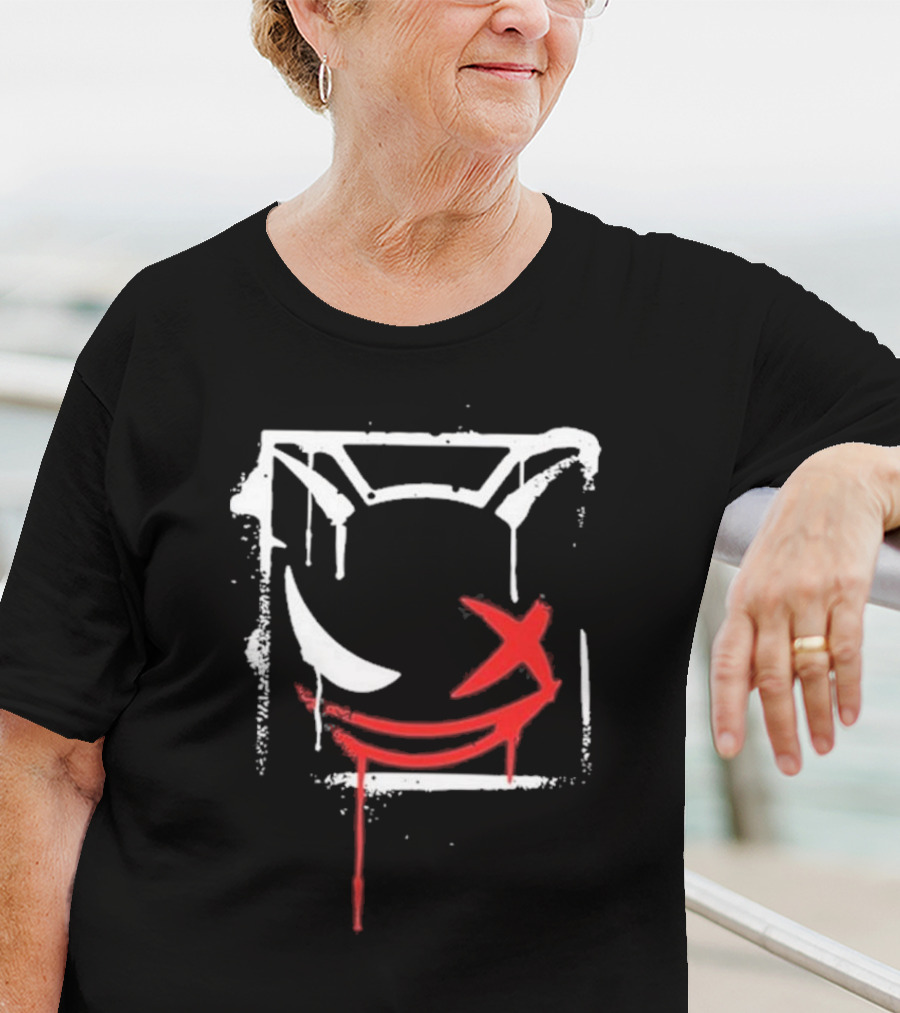 Kreekcraft Graffiti Smiling Face With Dripping Red X T-Shirt