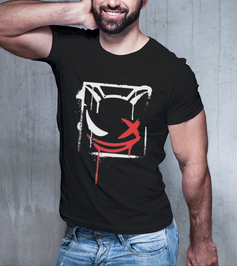 Kreekcraft Graffiti Smiling Face With Dripping Red X T-Shirt