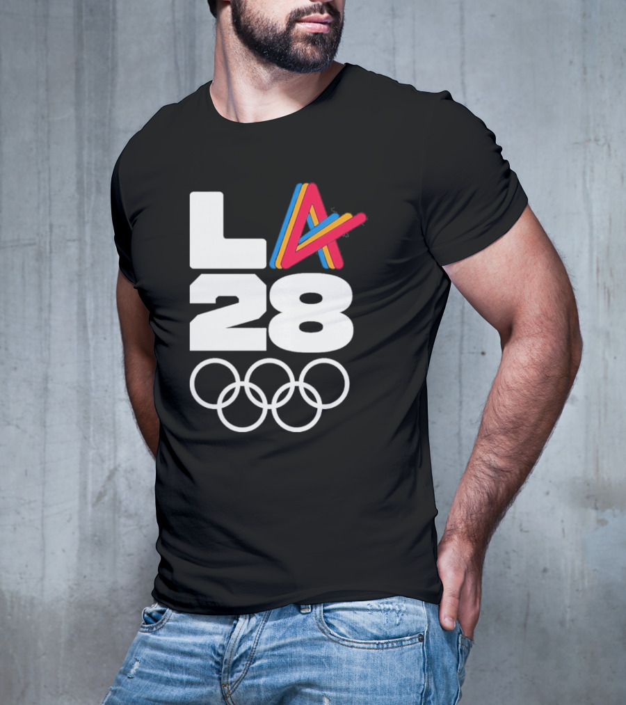 LA 2028 Olympics Multicolor Logo With Rings T-Shirt