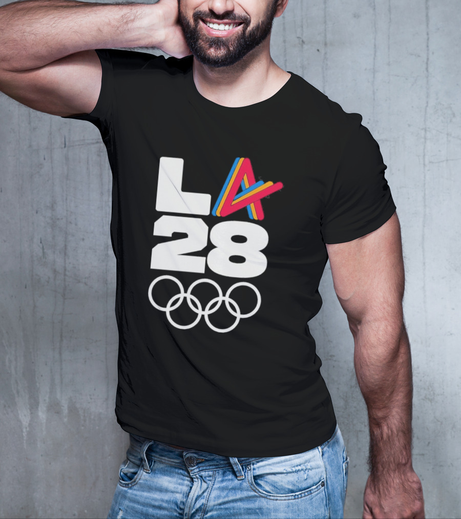 LA 2028 Olympics Multicolor Logo With Rings T-Shirt