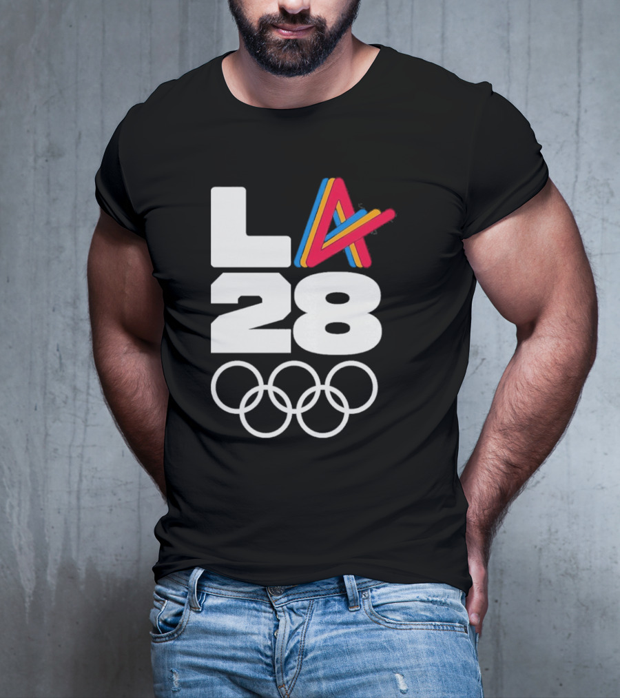 LA 2028 Olympics Multicolor Logo With Rings T-Shirt