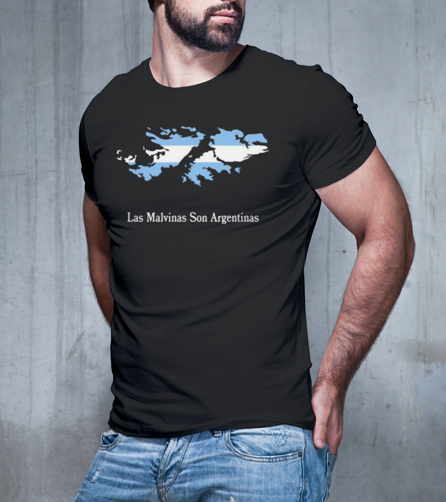 Las Malvinas Son Argentinas Map With Argentine Flag Colors T-Shirt