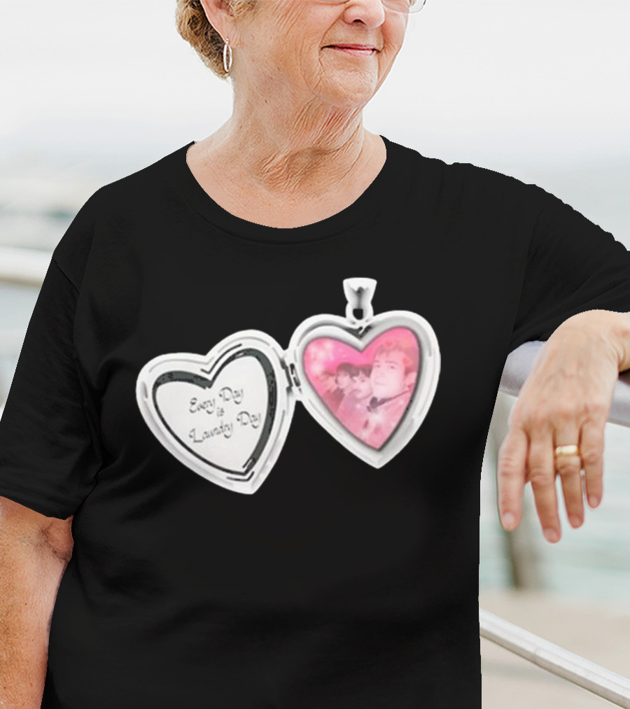 Every Day Laundry Day Heart Locket Pink Photo Charm T-Shirt