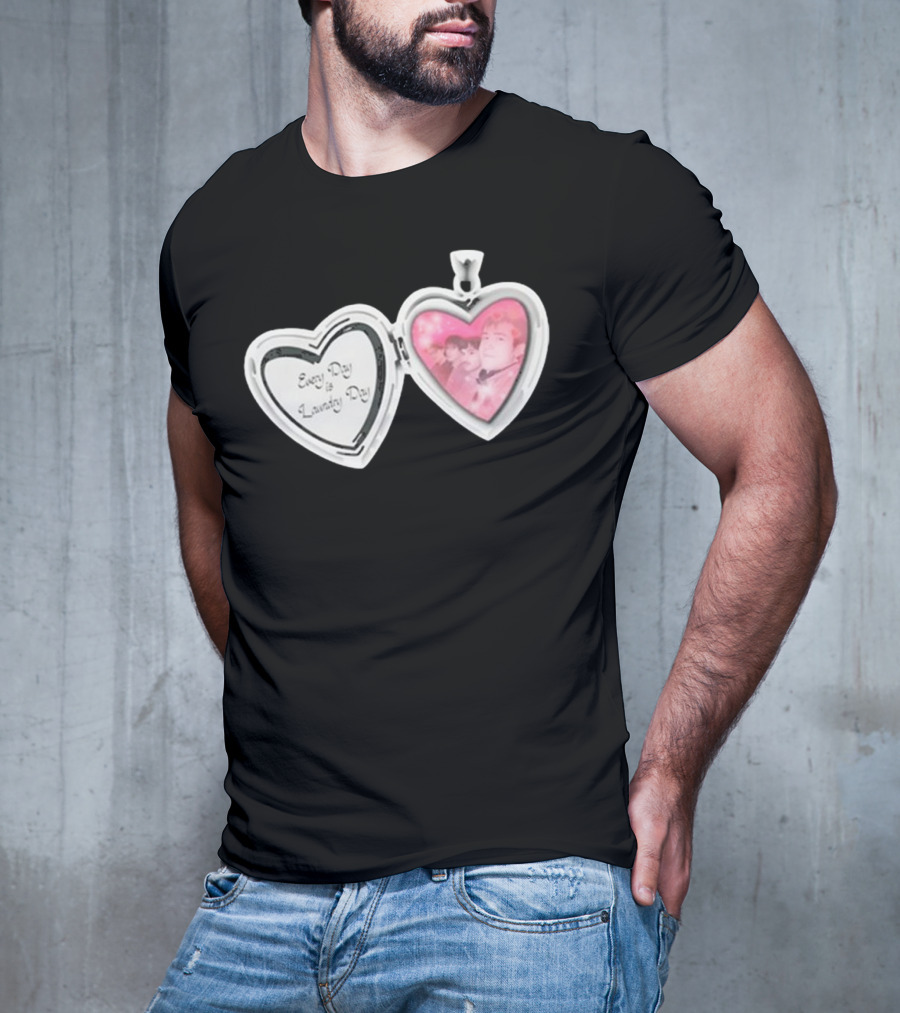 Every Day Laundry Day Heart Locket Pink Photo Charm T-Shirt