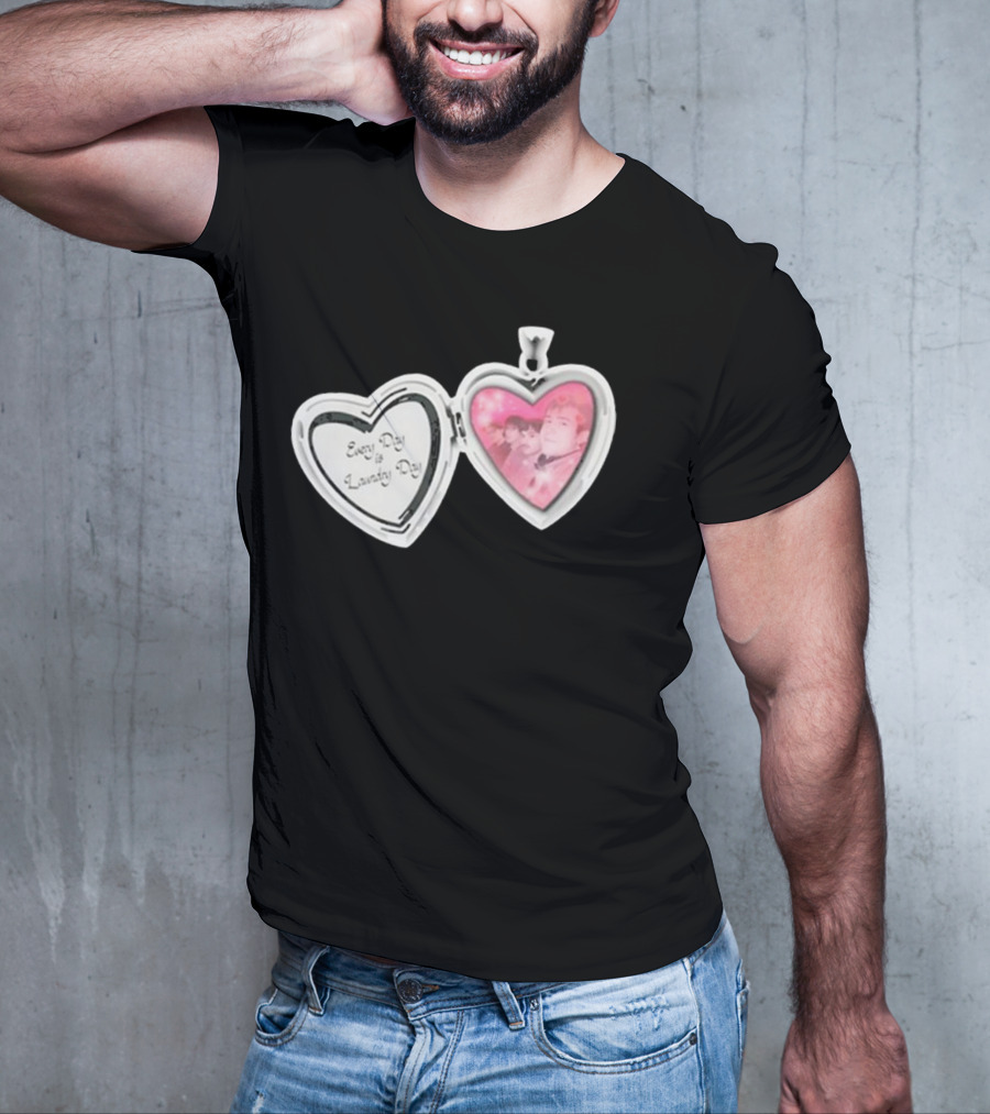 Every Day Laundry Day Heart Locket Pink Photo Charm T-Shirt