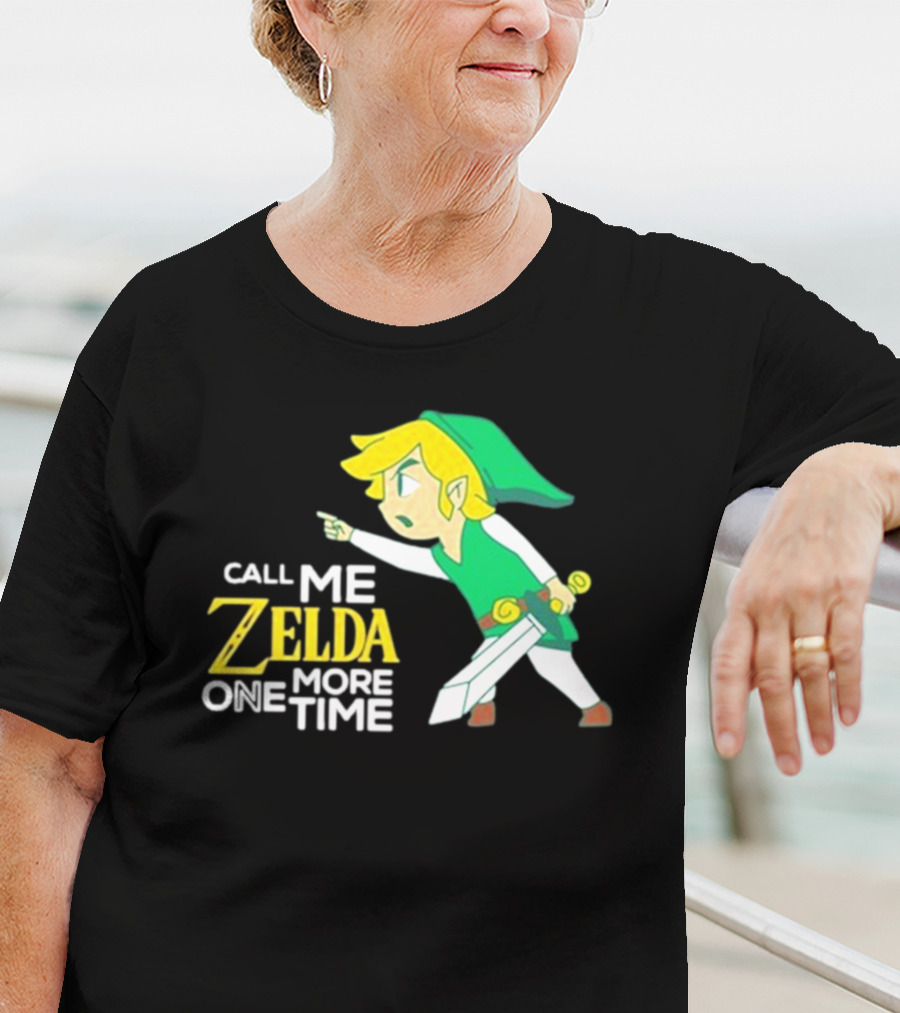 Call Me Zelda One More Time With Green-Capped Blonde Sword Character T-Shirt