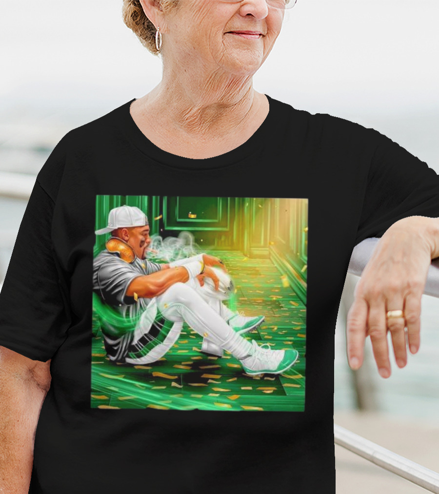 Legendary Jalen Hurts Smoking Cigar MVP Champs Celebration Green Aura T-Shirt