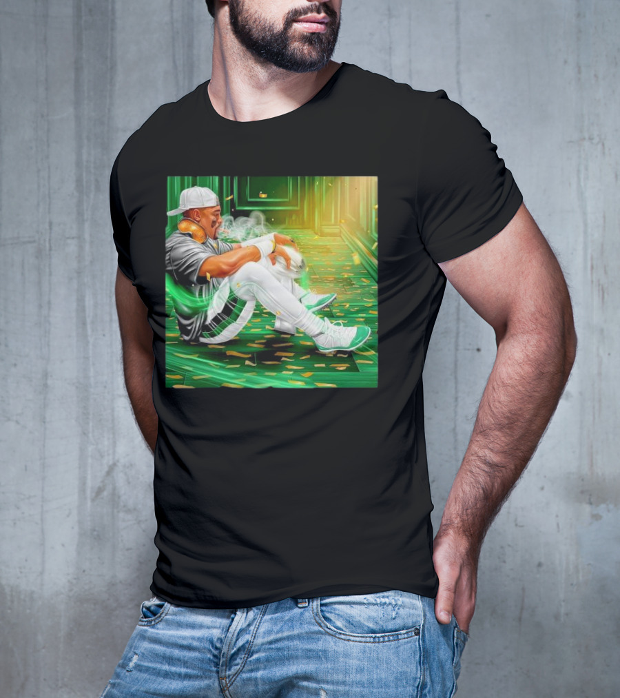 Legendary Jalen Hurts Smoking Cigar MVP Champs Celebration Green Aura T-Shirt